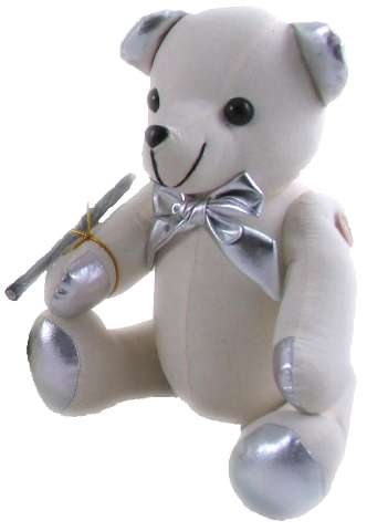 bear autograph silver graduation 38cm pen message signature myteddy teddy bears