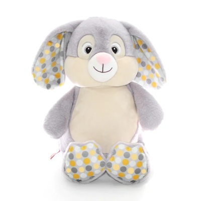 Personalised+grey+polka+bunny+Teddy+Bear+from+My+Teddy