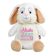 White+personalised++bunny+teddy+bear+toy+.