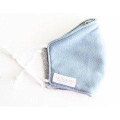 Kids Blue Grey Linen Face Mask