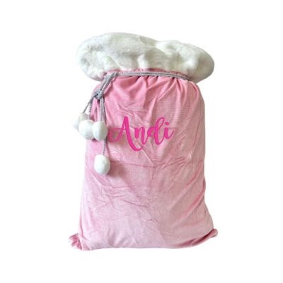 Luxe velvet santa sack pink