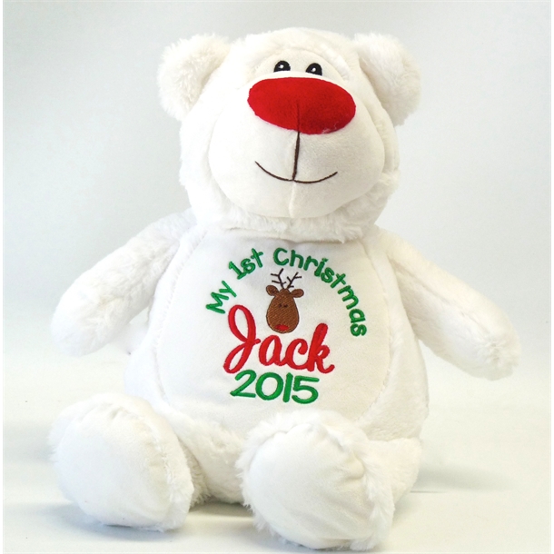 My First Christmas Teddy - White