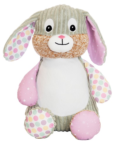 Personalised+teddy+Bubblegum+patchwork+bunny+from+My+Teddy