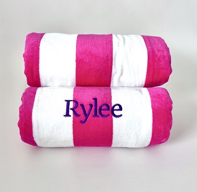 Personalised Beach Pool Towel Hot Pink