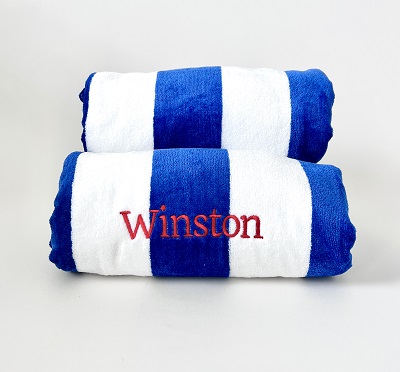 Personalised Beach Pool Towel Royal Blue