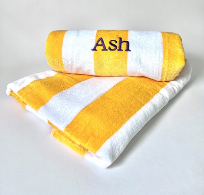 Personalised Beach Pool Towel Yellow