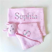 Personalised+Blanket+and+Soother+set+Pink+Floral