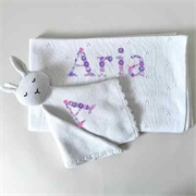 Personalised+Blanket+and+Soother+set+White+Floral