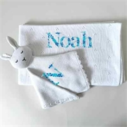 Personalised+Blanket+and+Soother+set+White+Forest