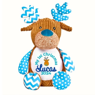 Personalised Christmas Reindeer Cupcake Blue xmas 1b