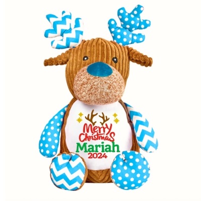Personalised Christmas Reindeer Cupcake Blue xmas 7 trad