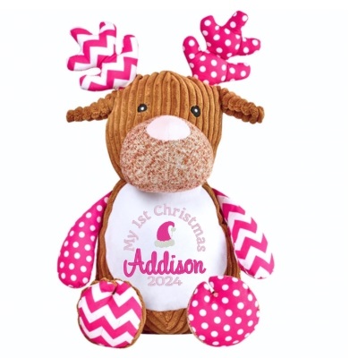 Personalised Christmas Reindeer Cupcake Pink xmas 1