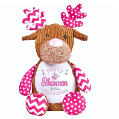 Personalised Christmas Reindeer Cupcake Pink xmas 3