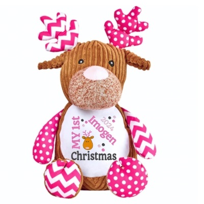 Personalised Christmas Reindeer Cupcake Pink xmas 5