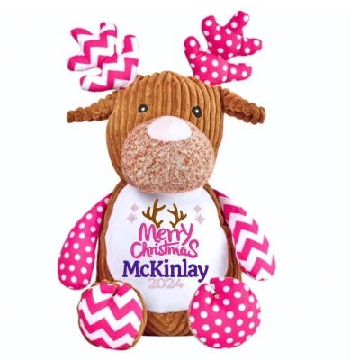 Personalised Christmas Reindeer Cupcake Pink xmas 7