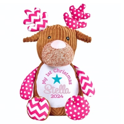 Personalised Christmas Reindeer Cupcake Pink xmas 8