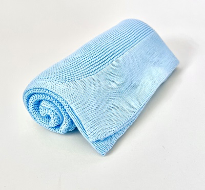 Personalised Cotton knit baby blanket - blue