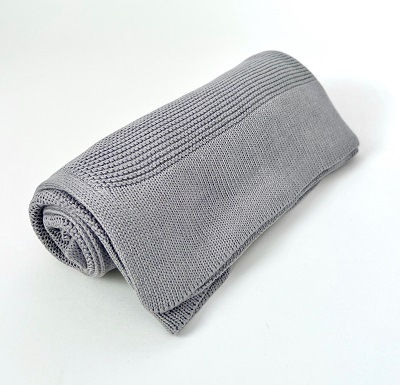 Personalised Cotton knit baby blanket - charcoal