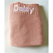 Personalised+Cotton+knit+baby+blanket+-+coral
