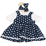 Personalised+Dolls+Clothes+-+Navy+Polkadot+