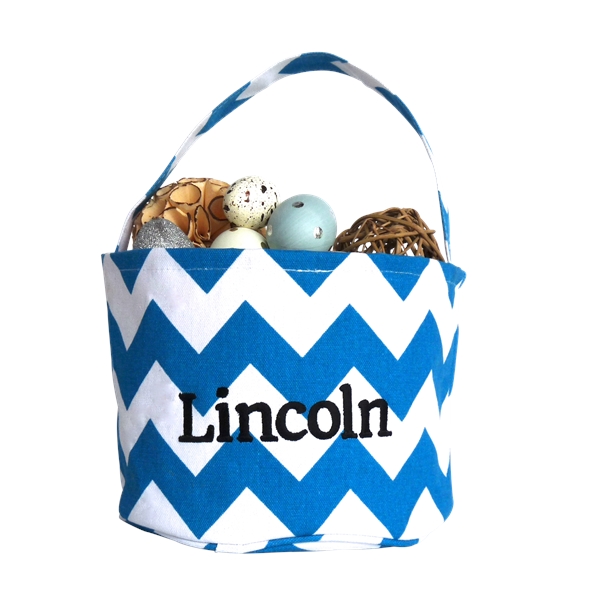 Personalised Easter Basket - Blue Chevron