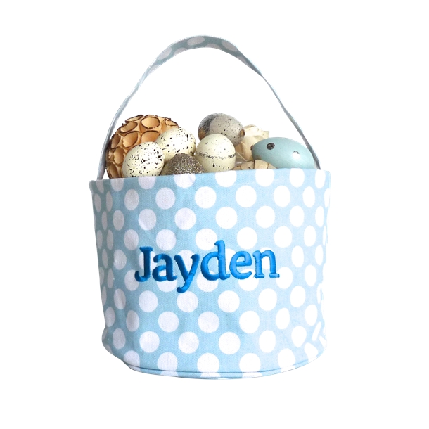 Personalised Easter Basket - Blue Polka Dot