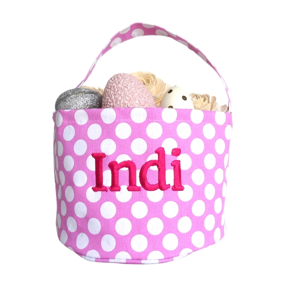 Personalised Easter Basket - Pink Polka Dots