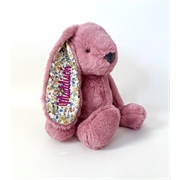 Personalised+Giggle+Bunny+Raspberry+Floral+Medium