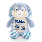 Personalised+Teddy+Bear+bunny+blue+polka