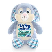 Personalised+Teddy+Bear+bunny+blue+polka