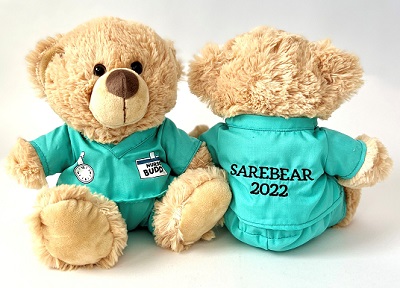 Personalised teddy bear scrubs mint - 24cm