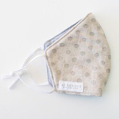 Silver Dotty Linen Face Mask